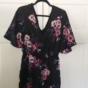 Floral satin romper